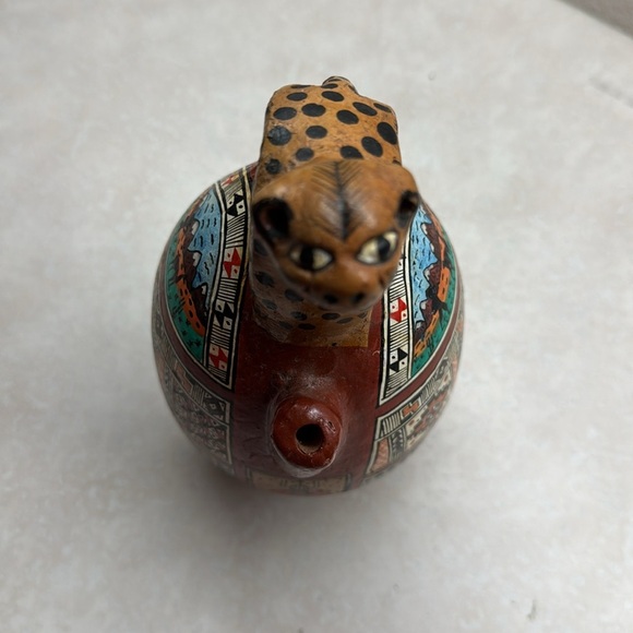 Cusco Peru Inca Jaguar Vessel Pitcher Jug Clay Folk Art Pottery Vintage GUC - Picture 6 of 8